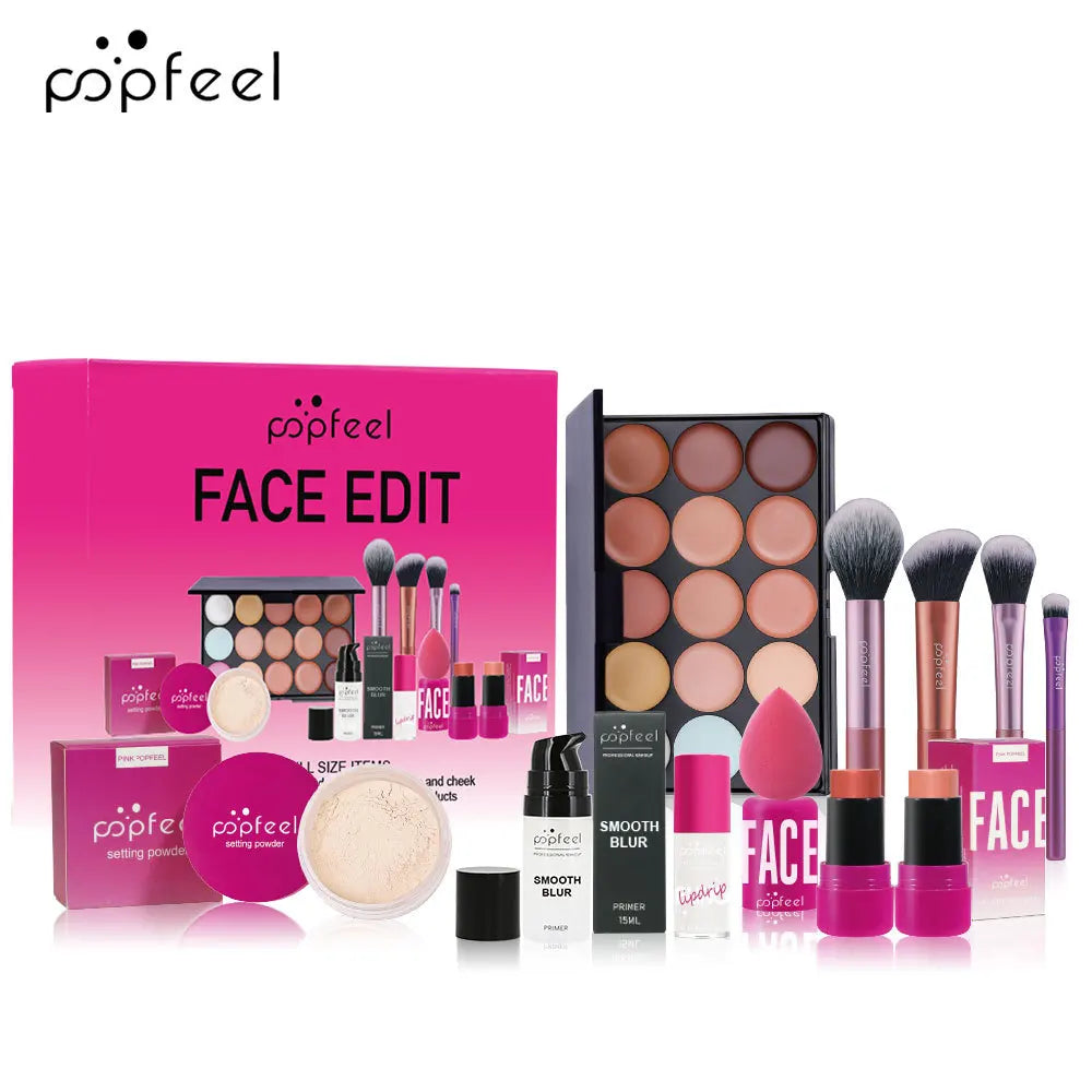 Makeup Gift Set for Women Full Kit All in One Make Up Eyebrow Powder Lipstick Lip Gloss Brush Shimmer Glitter Eye Shadow Palette